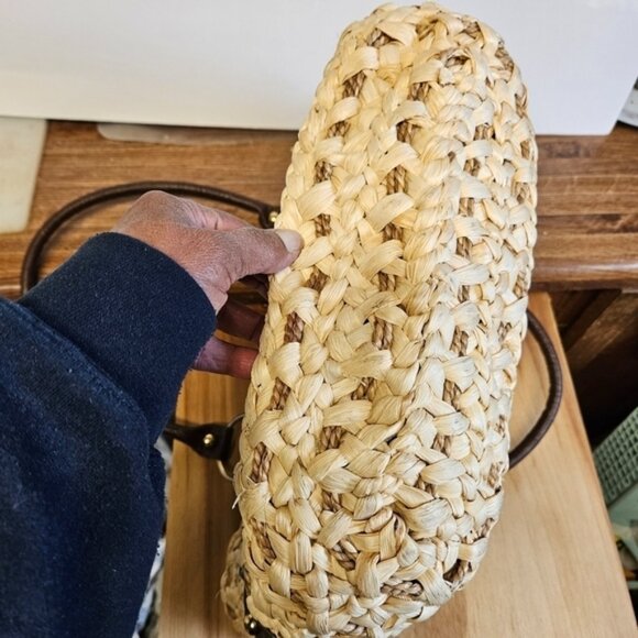 Straw Basket Weave with Rhinestones Tote Bag - Picture 5 of 5